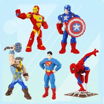 

Disney Super Heros Action Figure Toys 29cm spiederman Thor Captain America blocks Assembled Building Block Toys for Kids