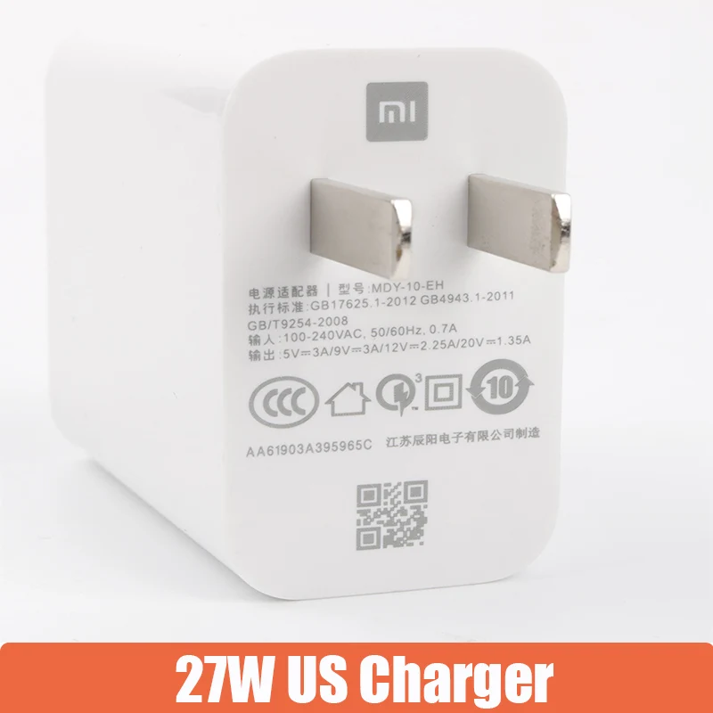 65w usb c charger xiaomi Fast charger 27W Original EU QC 4.0 turbo quick charge adapter usb type c cable for mi 9 9t pro k20 pro mi note 10 lite quick charge 2.0 Chargers