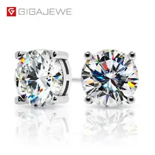 GIGAJEWE Total 6.0ct EF VVS Diamond Test Passed Moissanite 18K White Gold Plated 925 Silver Earring Jewelry Woman Girl Gift