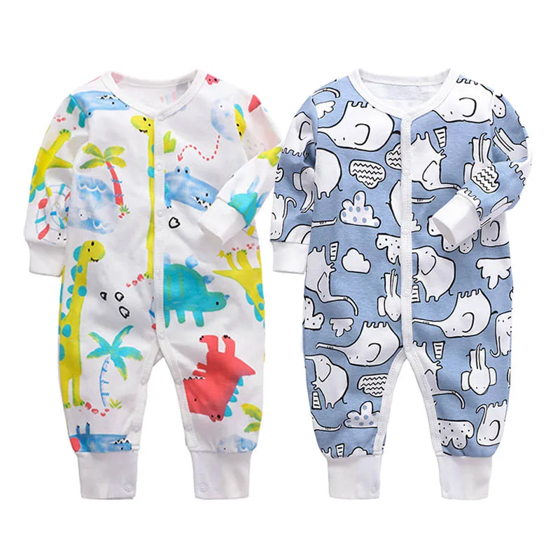 2pcs Unisex Newborn Baby Girl Clothes Footies Full Sleeve Baby Boy Footies Jumpsuit Cotton Pajamas fooly coat autumn - Цвет: Серебристый