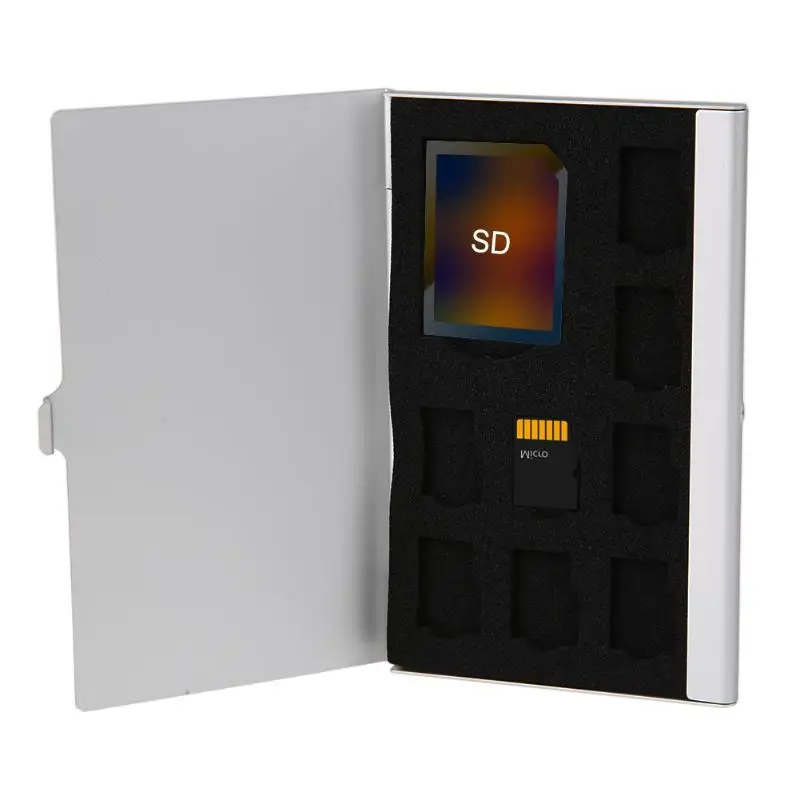 Монолайер алюминиевый 1SD + 8TF Micro SD Карты Pin StorageBox Держатель корпуса