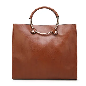 

Retro Women's Bag Fashion Oil Wax Leather Ring Bag Shoulder Messenger Bag Women