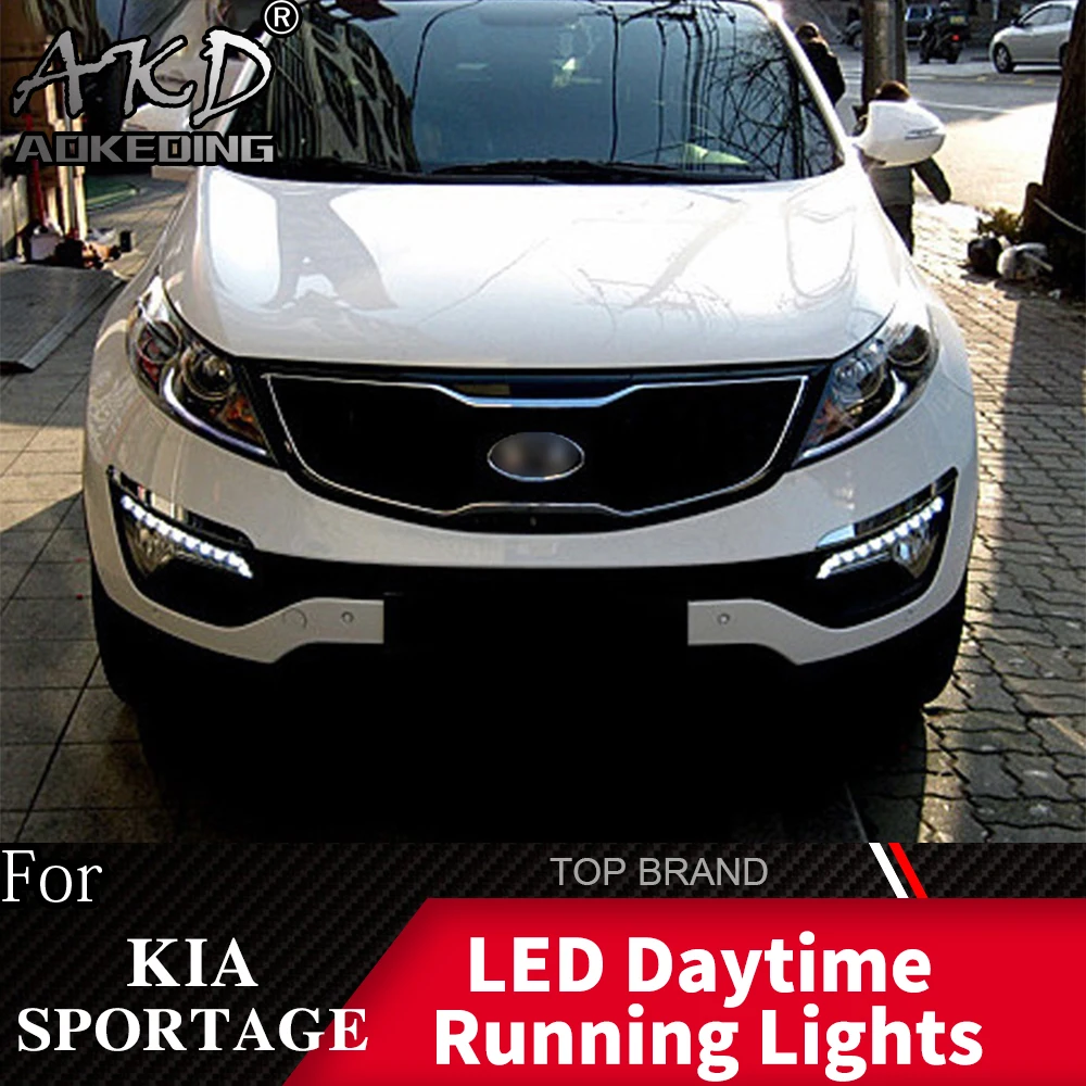 

AKD 2PCS LED Daytime Running Light For Kia Sportage 2011 2012 2013 2014 2015 Waterproof ABS 12V Car DRL Fog Lamp Decoration