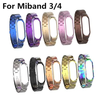 

Wristband For Xiaomi Mi Band 3 4 Strap Smartwatch Mi band Miband 4 3 Wrist Bracelet with case Metal steel Stainless watch Strap