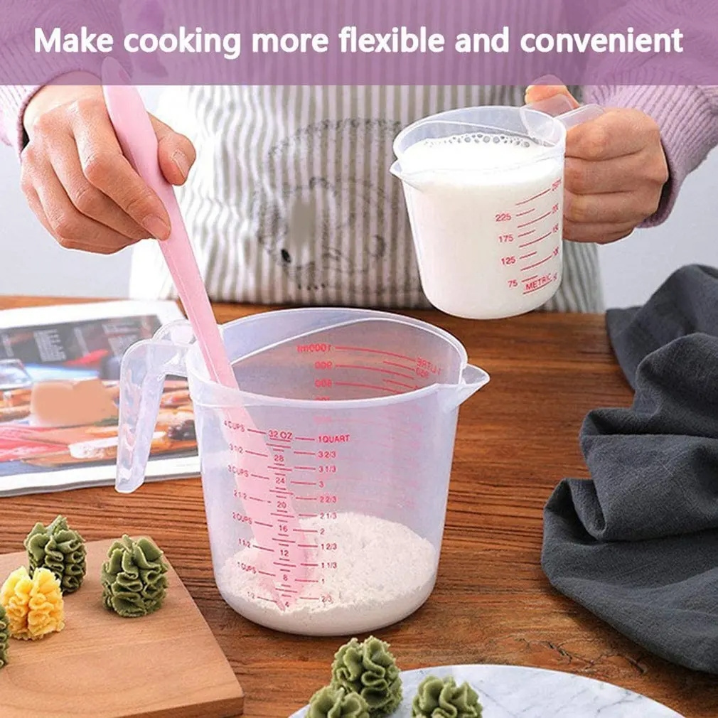 

3 Pcs Plastic Kitchen Measuring Cup Capacity Clear Measuring Jug Set Stackable Clear Heat-resistant Cup For Measure Liquid