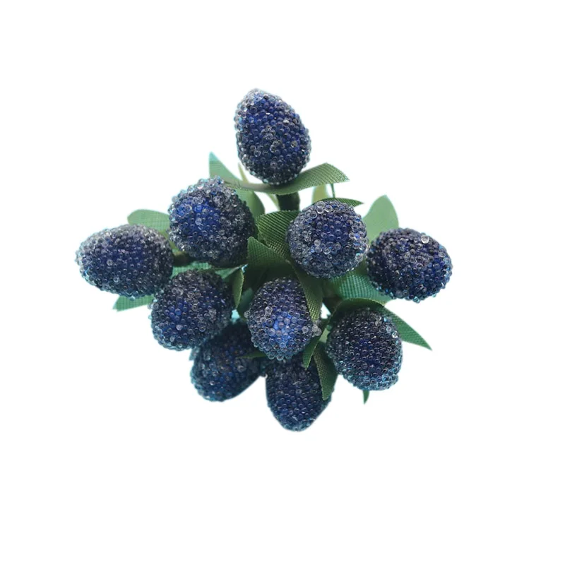 Christmas Decoration Blue Artificial Flower Cherry Stamen Berries DIY Flower Wreaths Decorative Cake Gift Box Wedding Xmas Decor