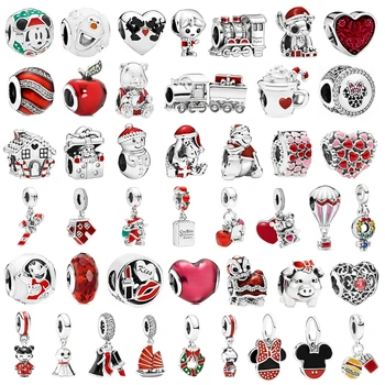 

Couqcy Original Red Lucky Cat & Mickey Beads Charms Fit Pandora Bracelet & Necklaces For Women Jewelry Making Accessories Gift