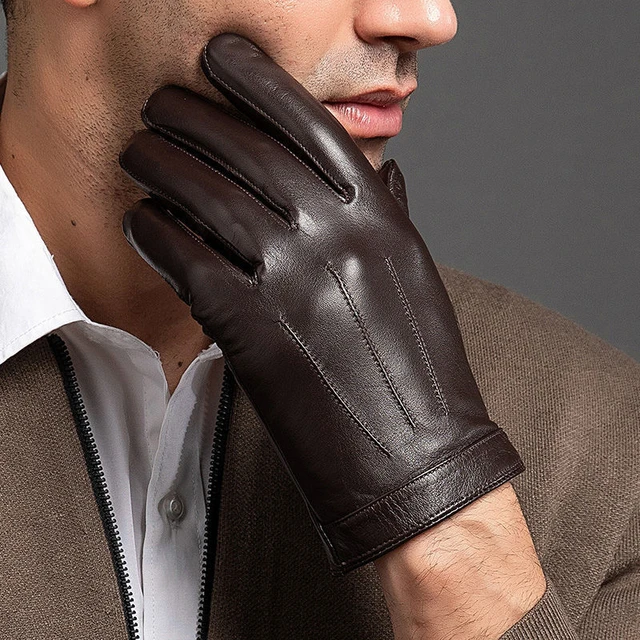 Mens Genuine Leather Winter Gloves  Thin Genuine Leather Gloves Men -  Genuine - Aliexpress