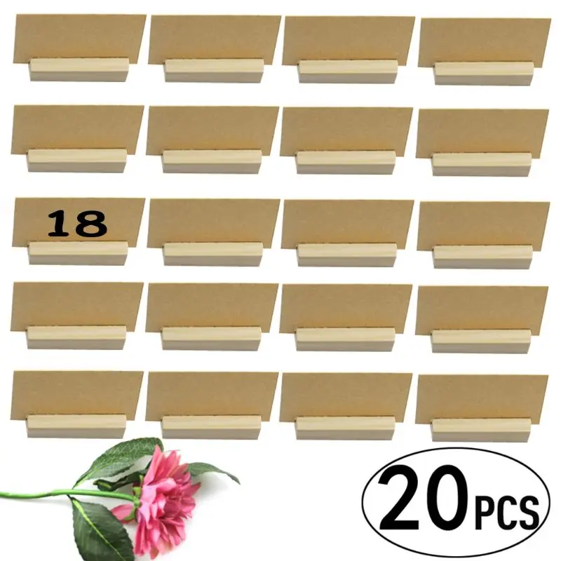 20pcs Natural Wood Name Memo Clips Photo Holder Clamp Business Card Stand Desktop Message Organizer Place Card Holders Photo Holder Stand