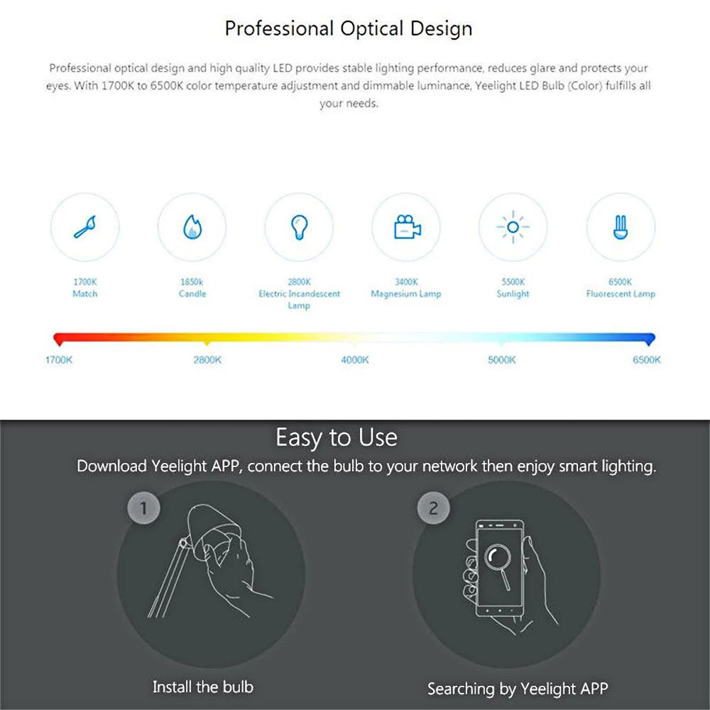 Skup Xiaomi yeelight E27 żarówka inteligentne wifi RGB 9W 220V żarówka ledowa magiczny ściemniacz dla Alexa Google Home Mijia pilot aplikacji domowej