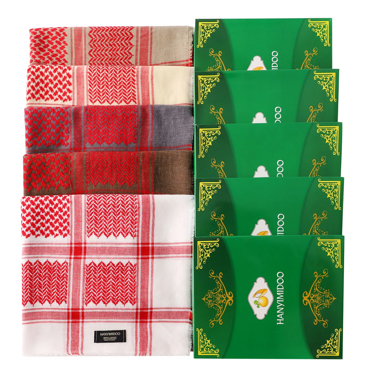 High Quality Wool Men's Turba Muslim Kerchief Arabian Turba Dubai Headband Saudi Men's Head Scarf Red Plaid Hood Keffiyeh mens white scarf