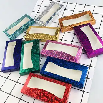 

50pcs Eyelash Paper Packaging Color Laser Eyelash Packaging Moon Arc Cloud Rectangle Window Eyelash Packaging Currency