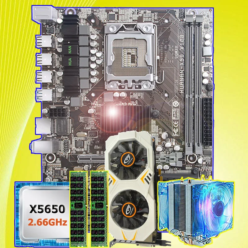 Sherrill16 Huananzhi X58 Lga1366 Motherboard With Cpu Intel Xeon X5650 2 66ghz Ram 8g Reg Ecc Video Card Gtx750ti 2g Pc Hardware Supply