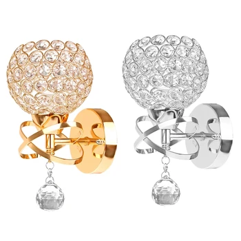 

Promotion! 4 Pcs Modern Style Led Wall Lamp Crystal Pendant Stair Light Holder E14 Socket(No Bulb Included)Home Decor, 2 Pcs Sil