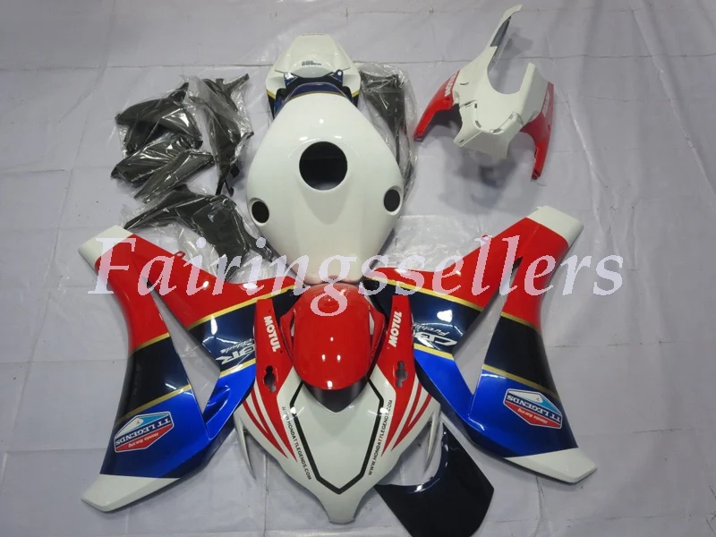 Инъекций ABS Полный обтекатели комплект Подходит для HONDA CBR1000RR 2008 2009 2010 2011 CBR1000RR 08-11CBR1000 обтекатель белого и синего цвета красный - Цвет: White Blue Red