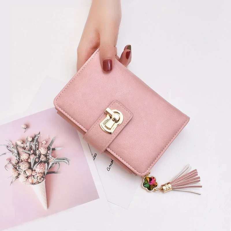 New Women's Wallet Top Quality Luxury PU Leather Wallets Coin Purse 3  Folding Snaps Card Holder Business Female Short Money Bag - AliExpress