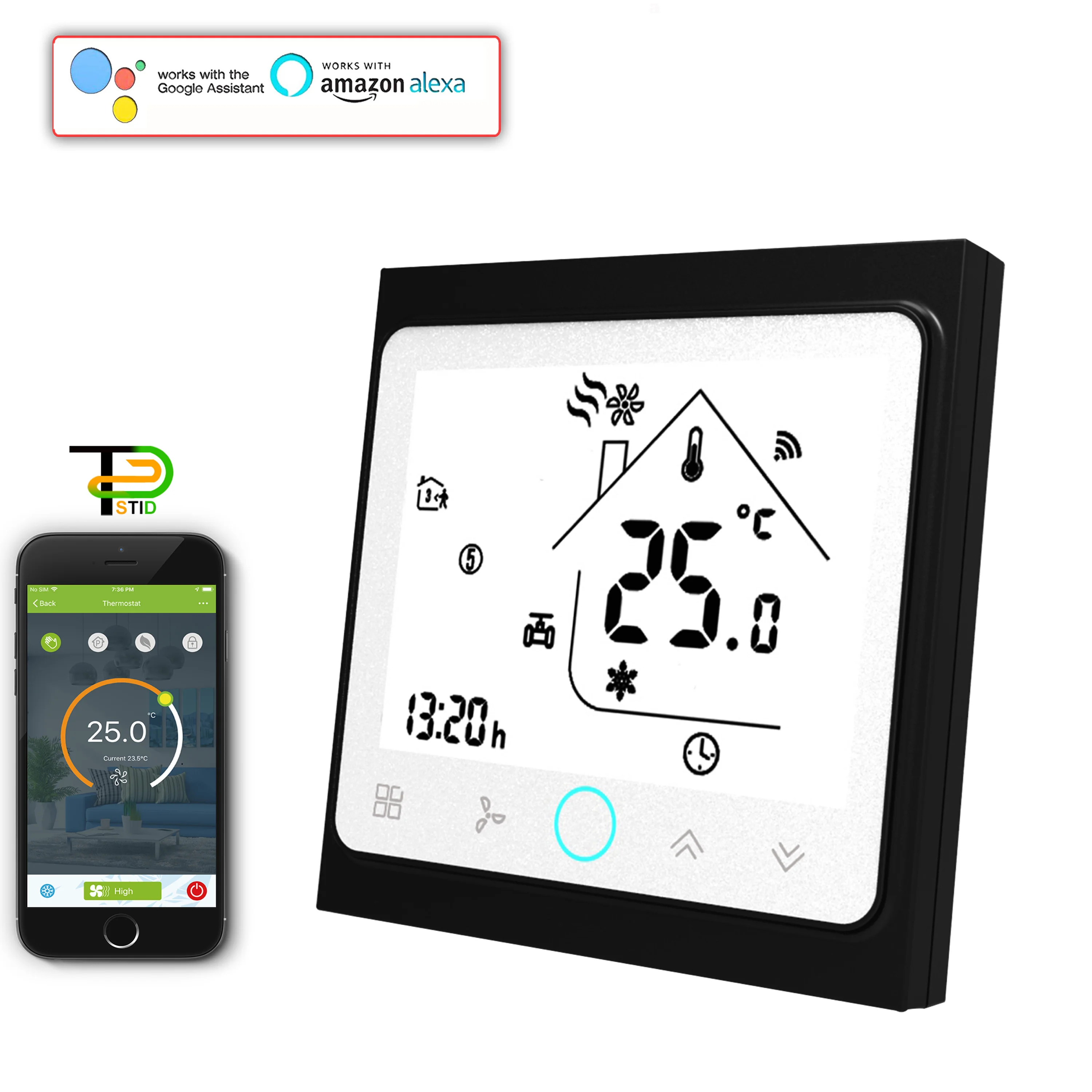 220v24v 2pipe/4tube Fan Coil Smart Temp Differential Thermostat For Wifi Air Conditioner