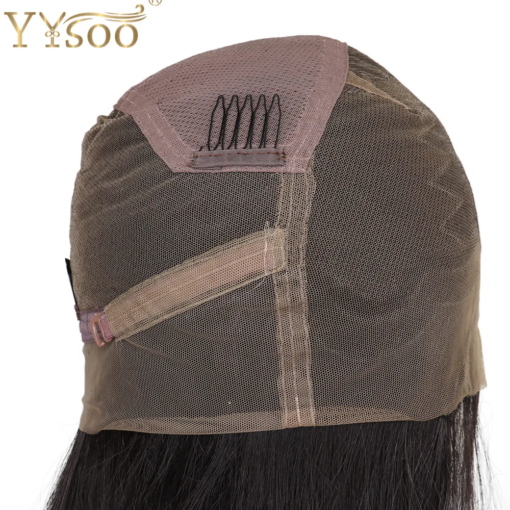 YYsoo длинные прямые полные парики шнурка для женщин черный Glueless термостойкие волокна волос Синтетический парик полностью связанный вручную с BabyHair