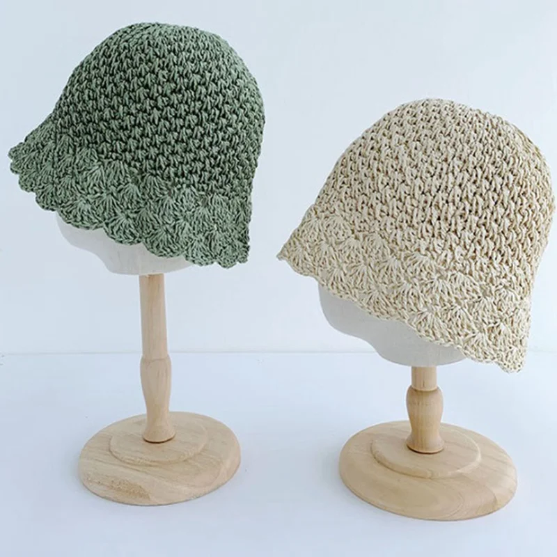 

1PC Hand Woven Straw Sun Hat Summer Hats For Women Men Beach Sunscreen Fisherman'S Cap Bucket Hat