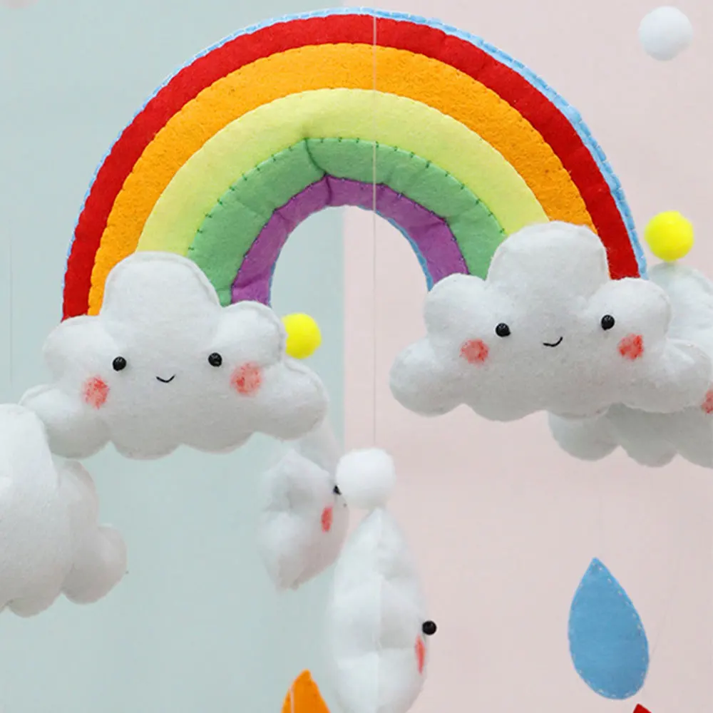  Plastic Baby Crib Holder Baby DIY C Non-woven rib Mobile Bed Bell Toy 360 Degree Rotate Rainbow Clo