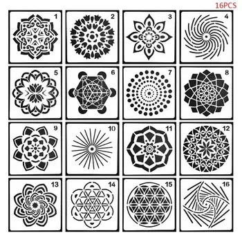 

16pcs/set Mandala Painting Templates Stencils for DIY Rock Scrapbook Coloring Embossing Album
