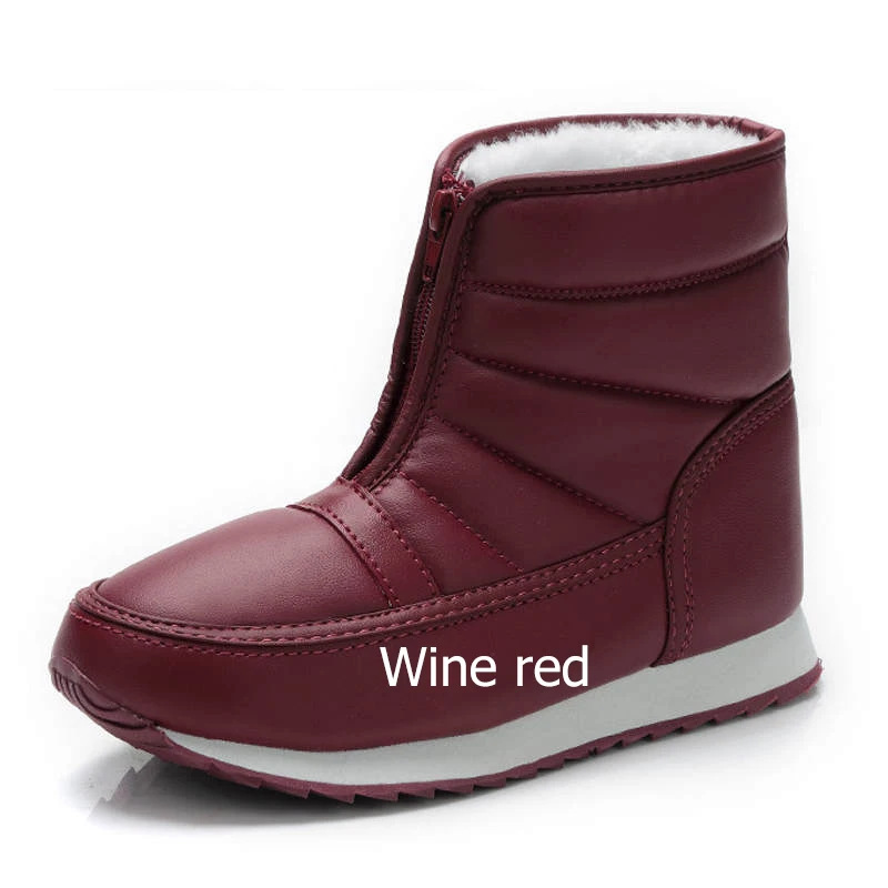 Г. Мужские зимние теплые черные повседневные полусапоги на плоской подошве с искусственным мехом Водонепроницаемая Стеганая обувь для мужчин, зимние ботинки - Цвет: A88W01 Wine red