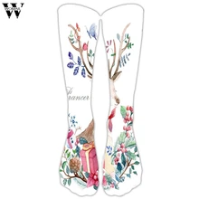 Рождественские носки повседневные носки для работы и бизнеса 3D Рождественский Санта и Олень Печать Длинные спортивные носки calcetines de mujer