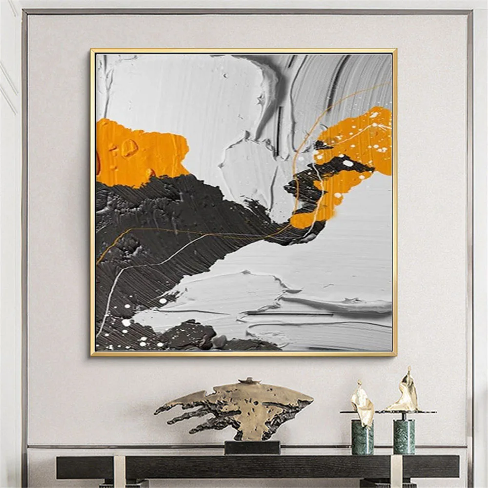 

Home Decor Painting 100% Hand-Painted Modern Abstract Oil Canvas Paint Knife Paintings Simple Texture Geometric Picture Bedroom