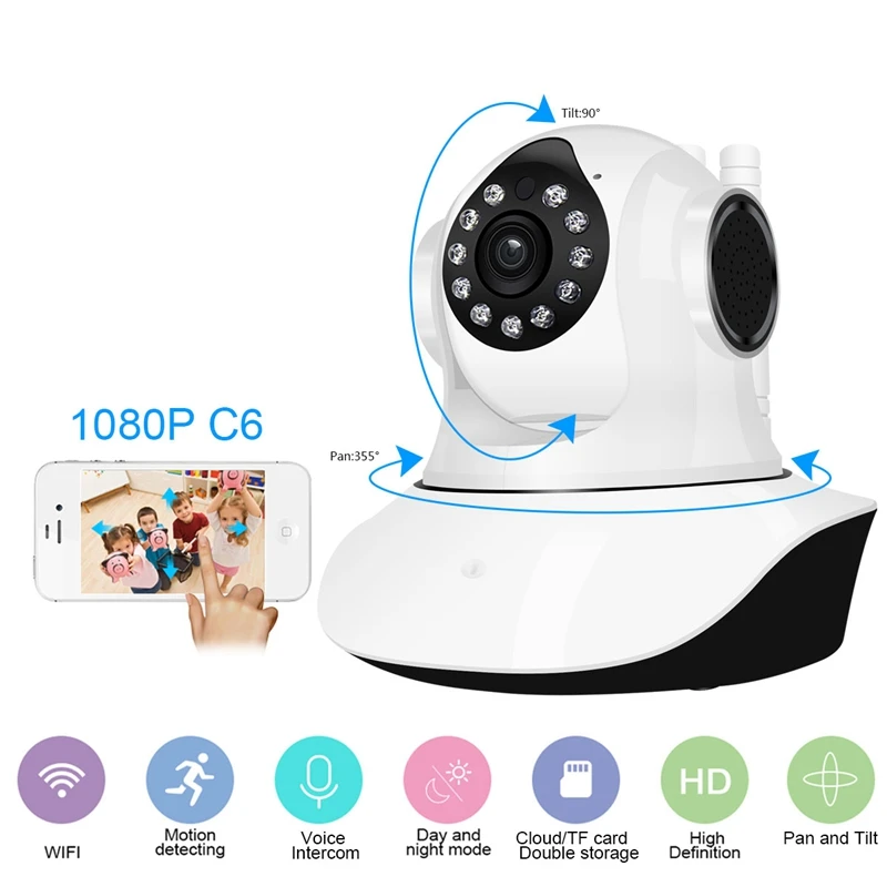 HOT-1080P HD камера видеонаблюдения Wifi камера Домашняя безопасность ip-камера беспроводная сеть видеонаблюдение Wi-Fi ночное видение(ЕС