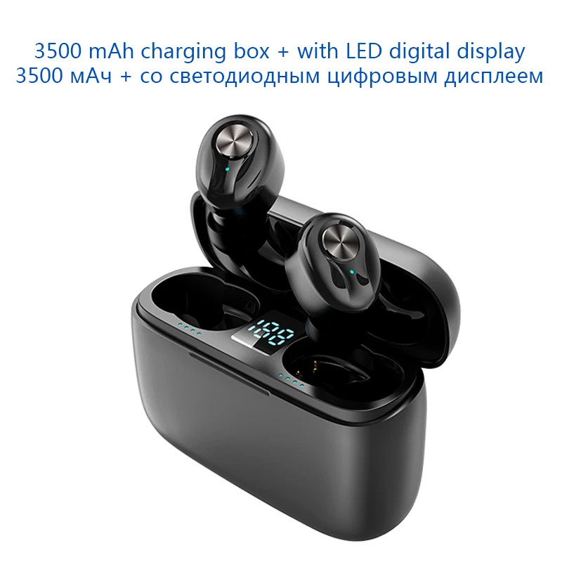 3000mAh with led Мини TWS Bluetooth настоящие беспроводные наушники 6D стерео наушники IPX7 водонепроницаемые с внешним аккумулятором для смартфона Bluetooth наушники - Цвет: 3000mAh with led