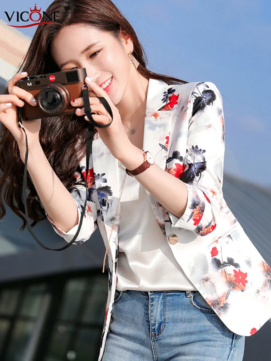 2020 New Spring  Autumn Women's Small Suit Retro Printing Middle-aged Clothing Korean Short Collection Waist Spring Small Coat - 4.00064E+12