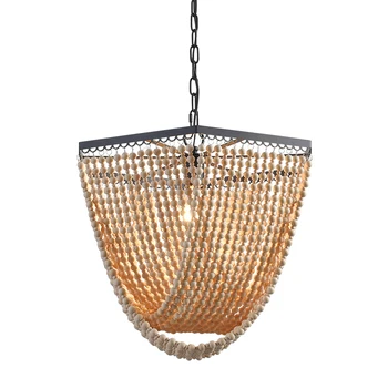 

Fringe chandelier wooden beads bedroom lighting loft nordic suspension lustres for stairwell shopping mall baby/kids/dining room