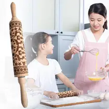 Рождественская тисненая Скалка деревянная антипригарная лося скалка для выпечки Кухонные Принадлежности