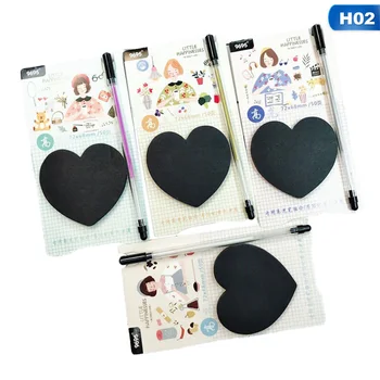 

2020 Black Color Sticky Notes With Fluorescent Pen Set 50 Sheets Creative Office Stationery Self-Adhesive Note Pads