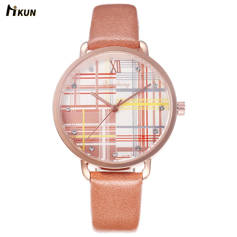 

Women Fashion Simple Casual Leisure Ladies Analog Leather Band Pointer Quartz Alloy Round Watches Female Clock Reloj Mujer