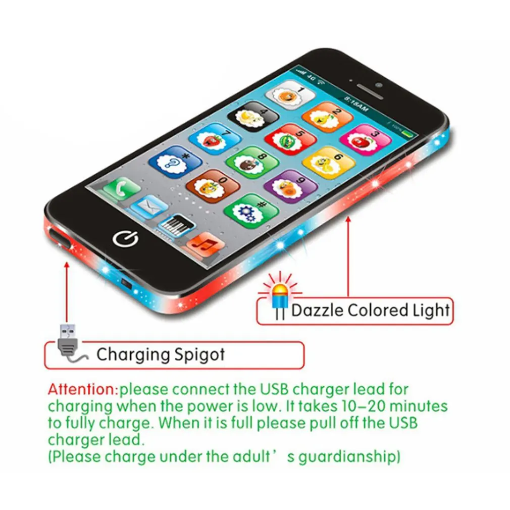 

Children'S Educational Toys Mobile Phone Music Light Touch Screen Learning Toys Charging English Early Education Machine