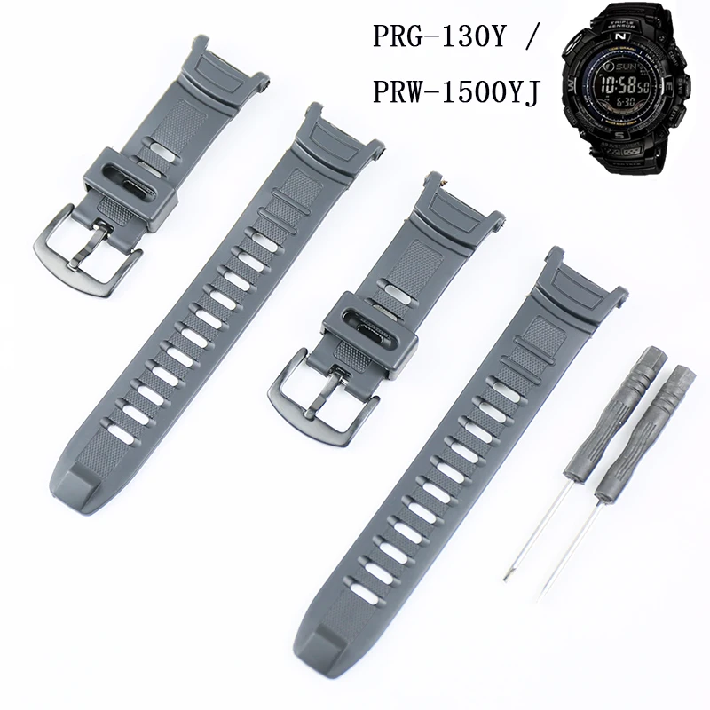 

Watch accessories waterproof rubber strap pin buckle for Casio resin strap PRG-130Y/PRW-1500Y series men's mountaineering strap