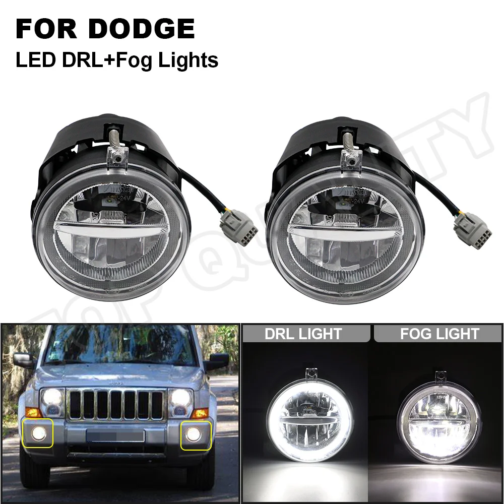Car Front Led Drl Daytime Running Light Fog Lamp Assembly For Jeep