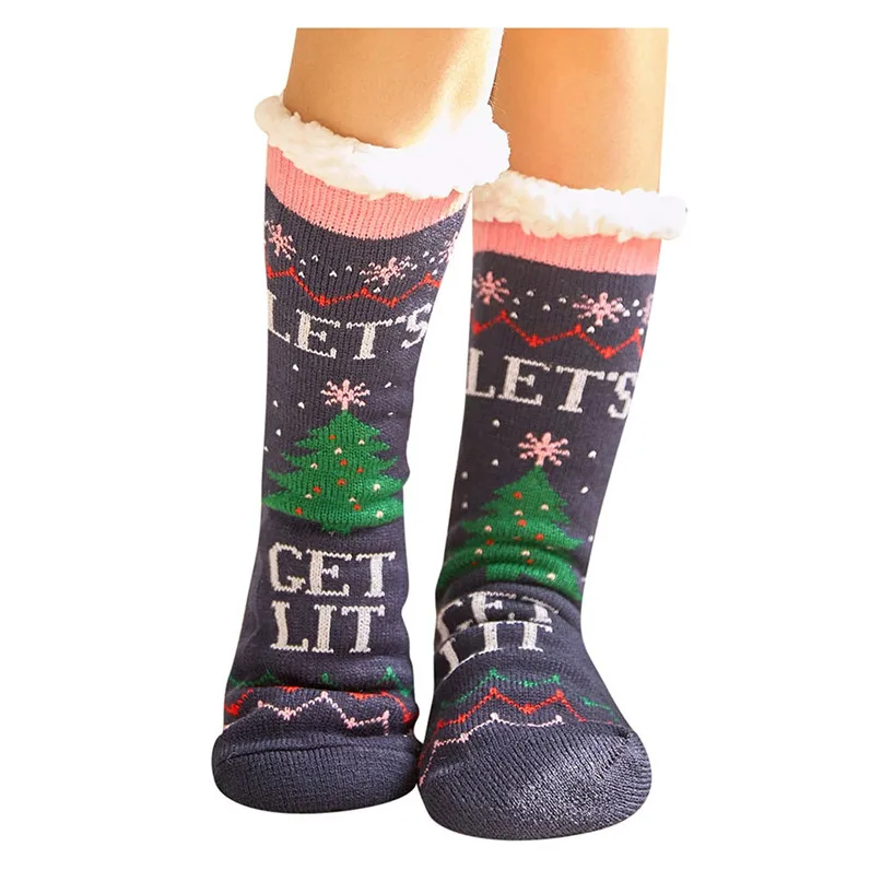 Free Size Christmas Women Cotton Socks Print Thicker Anti-slip Floor Socks Carpet Socks Warm Winter Socks For Women Girls 30SE09 (35)