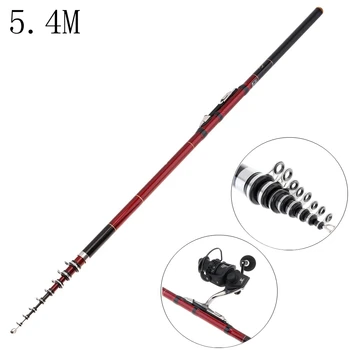 

5.4m Telescopic Rock Carp Fishing Rod 10 Section Carbon Fiber Surf Spinning Pole and Frosted handle