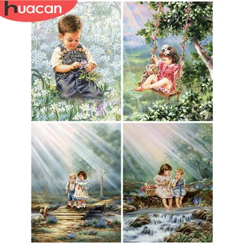 

HUACAN Diamond Painting Girl Decorations For Home Mosaic Cross Stitch Garden Embroidery Portrait Wall Stickers Handmade Gift