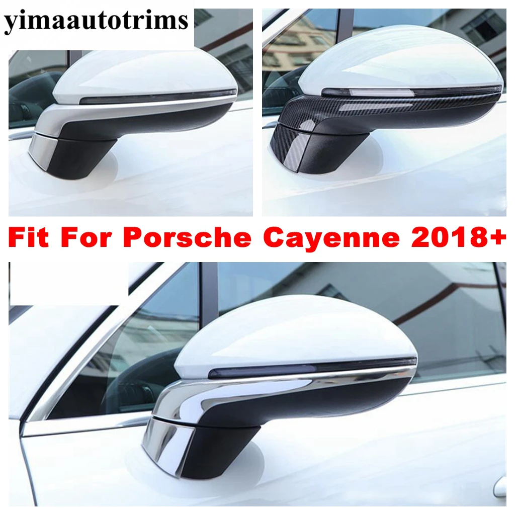yc9818 2PCS Car Rearview Mirror Cover Trim Fit for Porsche Cayenne 2018-2021 Carbon Fiber ABS Car Accessories 