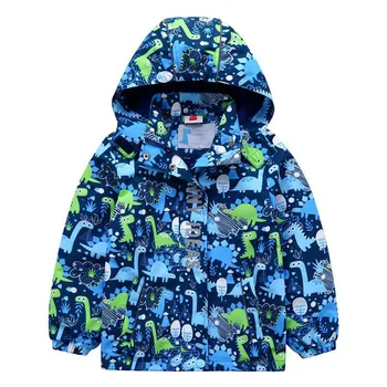 

Kids Windbreaker Jacket Print Dinosaur Waterproof Children Polar Fleece Coat Outerwear For Boys 3-12 Years dwq535