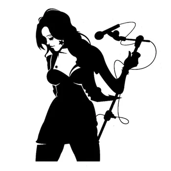 

Girl Microphone Music Singer Silhouette Car-Sticker Cover Scratches Bumper Window Laptop Bodywork Vinyl Car Interior KK18*14cm