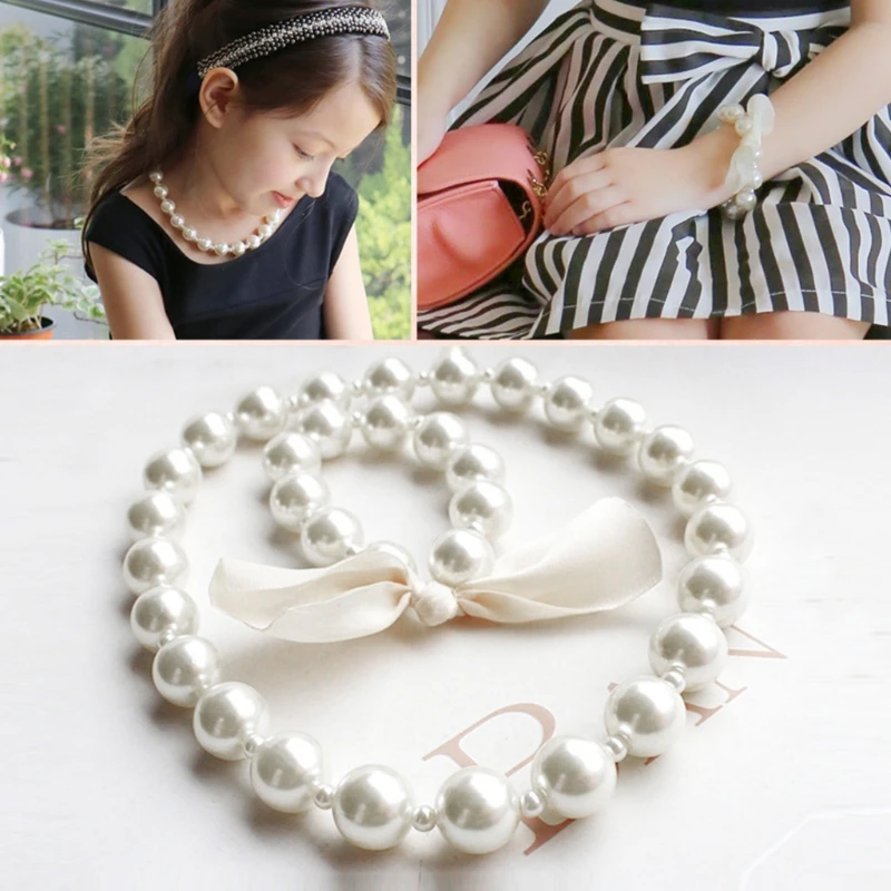 Children Jewelry Set 1 Set Children Accessories Girls Jewelry Artificial Pearl Necklace Bracelet Set Kids Little Girl Princess Decorations