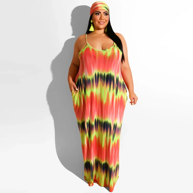 

2020 Summer New Female Fashion Plus Size Dress Women Loose High Quatily Dresses Ladies Printing Sexy Suspenders Skirts LT63