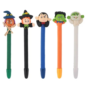 

5pcs Halloween Ball-Point Pen Polymer Clay Cartoon Ball-Point Pen Student Award Pen (Mixed Delivery)