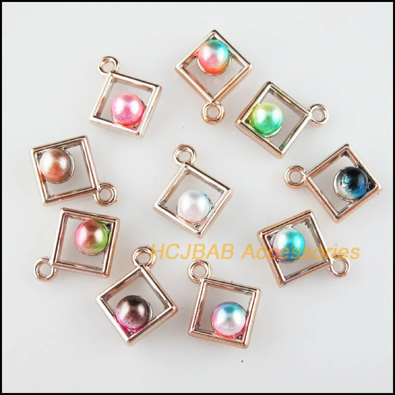 

30 New Square Charms Colored Acrylic KC Gold Plated Pendants 15x18mm