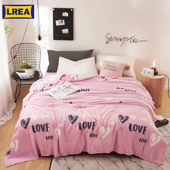 

LREA плед coral Fleece Blanket pink lovingheart super warm soft throw winter on Sofa Bed Plane Travel bedspreads sheets BLANKETS