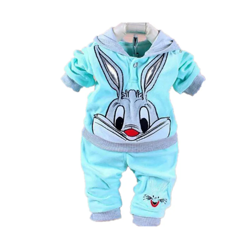 Baby Girls Boys Fleece Clothes Sets Children Spring Autumn Cartoon Pattern Hoodie Jacket + Pants 2Pcs Suits 0-24 Months | Детская одежда